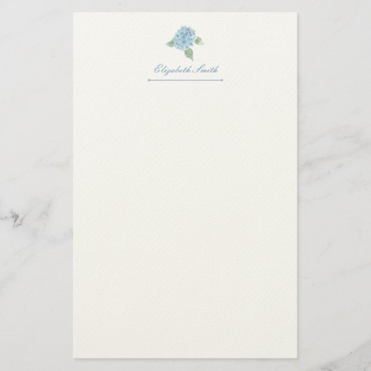 Elegant Blue Hydrangea Watercolor Briefpapier (Vorderseite)