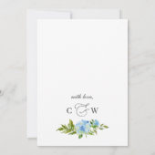 Elegant Blue Hydrangea Watercolor Grüne Hochzeit Einladung (Rückseite)