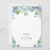 Elegant Blue Hydrangea Watercolor Grüne Hochzeit Einladung (Rückseite)
