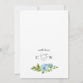 Elegant Blue Hydrangea Watercolor Grüne Hochzeit Einladung (Rückseite)