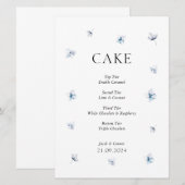 Elegant Blue Hydrangea Wedding Cake Sign Einladung (Vorne/Hinten)