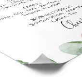 Elegant Blue Hydrangea Wedding Drinks Menü Signatu Poster (Ecke)