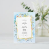 Elegant Blue Hydrangea Wedding Einladung (Stehend Vorderseite)