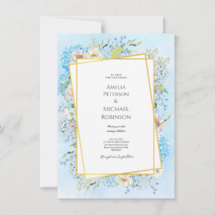 Elegant Blue Hydrangea Wedding Einladung