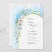 Elegant Blue Hydrangea Wedding Einladung (Vorderseite)