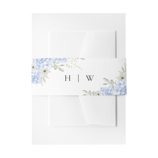 Elegant Blue Hydrangea Wedding Einladungsbanderole (Vorderseite Beispiel)