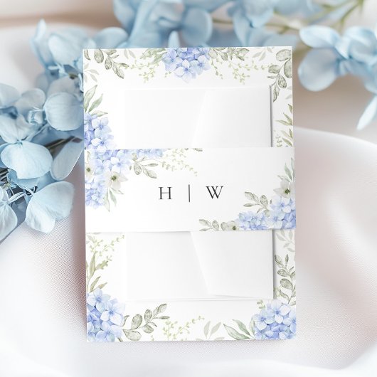 Elegant Blue Hydrangea Wedding Einladungsbanderole