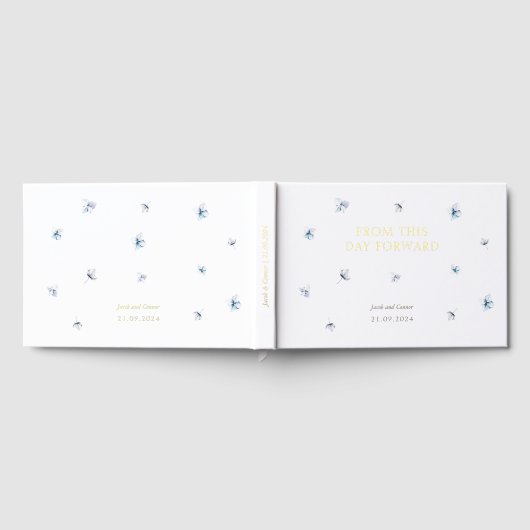 Elegant Blue Hydrangea Wedding Gästebuch (Voll)