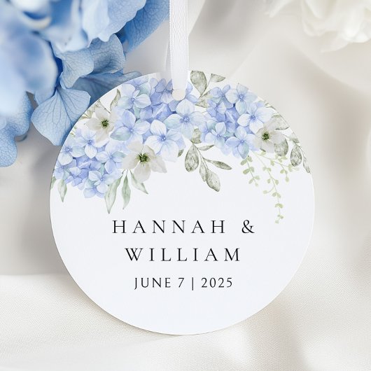 Elegant Blue Hydrangea Wedding Geschenkanhänger
