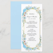 Elegant Blue Hydrangea Wedding Menükarte (Vorne/Hinten)