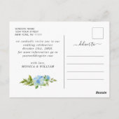 Elegant Blue Hydrangea Wedding rettet das Datum Postkarte (Rückseite)