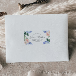 Elegant Blue Hydrangea Wedding RSVP Address Labels Adressaufkleber