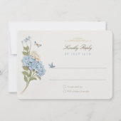 Elegant Blue Hydrangea Wedding RSVP Card Einladung (Vorderseite)