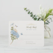 Elegant Blue Hydrangea Wedding RSVP Card Einladung (Stehend Vorderseite)