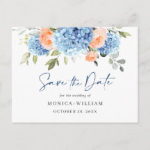 Elegant Blue Hydrangea Wedding Save the Date