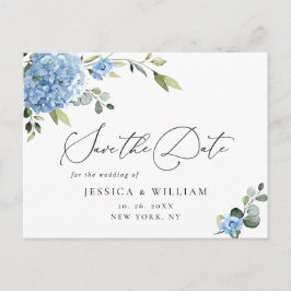 Elegant Blue Hydrangea Wedding Save the Date Postkarte