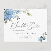 Elegant Blue Hydrangea Wedding Save the Date Postkarte (Vorderseite)