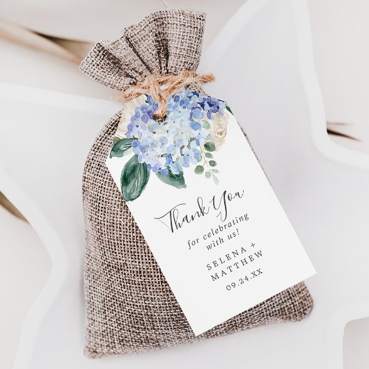 Elegant Blue Hydrangea Wedding Vielen Dank Geschenkanhänger