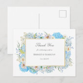 Elegant Blue Hydrangea Wedding Vielen Dank Postkarte (Vorne/Hinten)