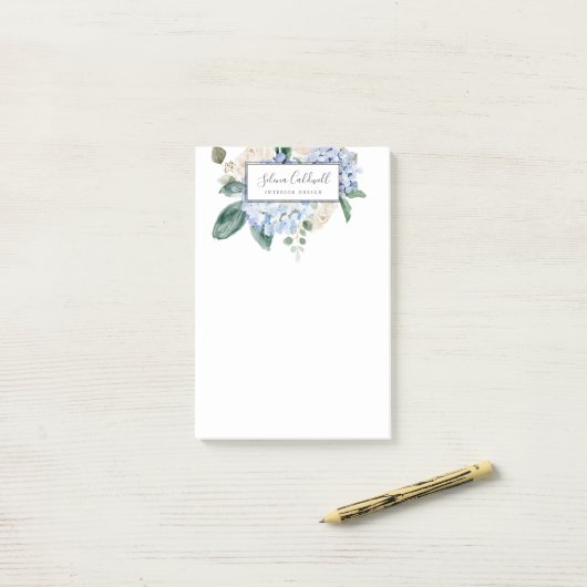 Elegant Blue Hydrangea | weiß Post-it Klebezettel (Auf Schreibtisch)