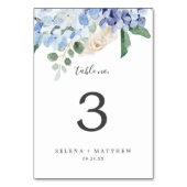 Elegant Blue Hydrangea | Weiße Tischnummer (Vorderseite)
