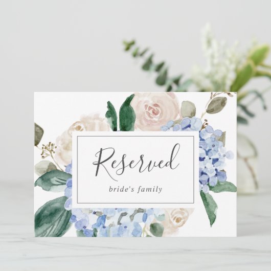 Elegant Blue Hydrangea | Weißes Zeichen (Stehend Vorderseite)