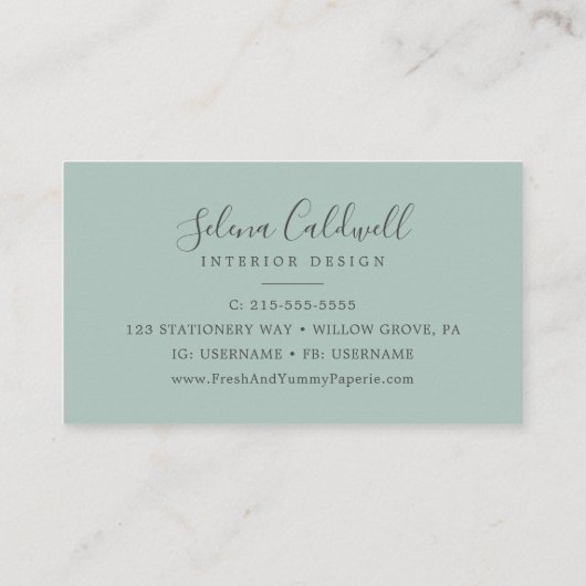 Elegant Blue Hydrangea | White Business Card Visitenkarte (Rückseite)