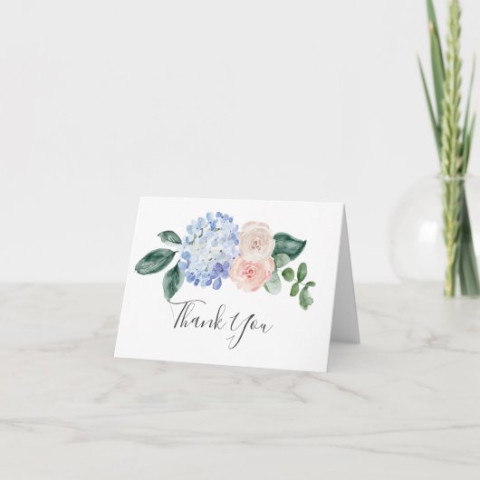 Elegant Blue Hydrangea | White Dankycard Dankeskarte (Vorderseite)