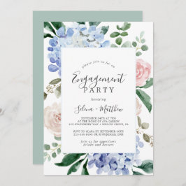Elegant Blue Hydrangea | White Engagement Party Einladung