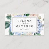 Elegant Blue Hydrangea | White Flat Wedding Platzkarte (Rückseite)
