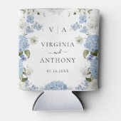 Elegant Blue Hydrangea White Roses Floral Wedding Dosenkühler (Vorderseite)