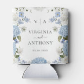 Elegant Blue Hydrangea White Roses Floral Wedding Dosenkühler (Rückseite)