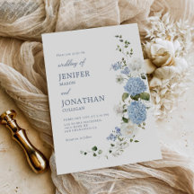 Elegant Blue Hydrangea White Roses Floral Wedding