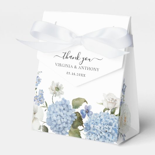 Elegant Blue Hydrangea White Roses Floral Wedding Geschenkschachtel (Vorderseite)