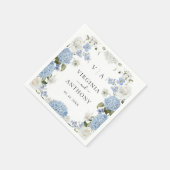 Elegant Blue Hydrangea White Roses Floral Wedding Serviette (Ecke)