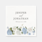Elegant Blue Hydrangea White Roses Floral Wedding Serviette (Vorderseite)
