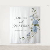 Elegant Blue Hydrangea White Roses Floral Wedding Wandteppich (Vorderseite)