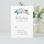 Elegant Blue Hydrangea | White Simple RSVP Card Karte (Stehend Vorderseite)