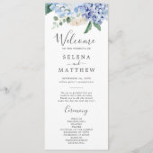 Elegant Blue Hydrangea | White Wedding Program Programm (Vorderseite)