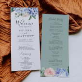 Elegant Blue Hydrangea | White Wedding Program Programm