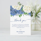 Elegant Blue Hydrangea Wildblume Baby Shower Dankeskarte (Stehend Vorderseite)