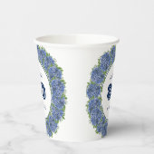Elegant Blue Hydrangeas 80. Geburtstagsparty Pappbecher (Links)