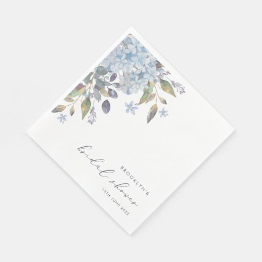 Elegant Blue Hydrangeas Brautparty Napkins Serviette (Ecke)