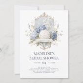 Elegant Blue Hydrangeas Bridal Dusche Einladung (Vorderseite)