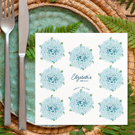 Elegant Blue Hydrangeas Floral Geburtstagsparty Serviette