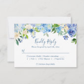 Elegant Blue Hydrangeas Floral Wedding RSVP Karte (Vorderseite)