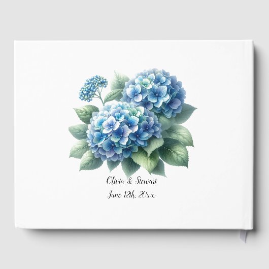 Elegant Blue Hydrangeas Gästebuch (Rückseite)