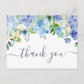 Elegant Blue Hydrangeas Grüne Vielen Dank Postkarte (Vorderseite)