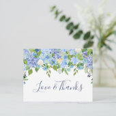 Elegant Blue Hydrangeas Grüne Vielen Dank Postkarte (Stehend Vorderseite)