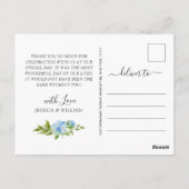 Elegant Blue Hydrangeas Grüne Vielen Dank Postkarte (Rückseite)